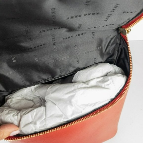 DKNY Bryant Leather Top Zip Backpack -Bright Red - Picture 7 of 7